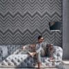 About Staab Decor Chevron wall covering in a furnished Staab Decor interior